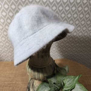 Baby Blue Angora Fedora Style Winter Hat